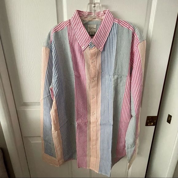 New! J Crew Slim Fit Seersucker Button Down Shirt Multi Color Stripe Size XL - Picture 11 of 16